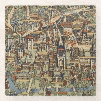 Pictorial Map Of Cambridge  England Glass Coaster by davidrumsey at Zazzle