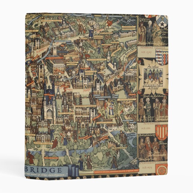 Pictorial Map of Cambridge, England Mini Binder (Front/Spine)