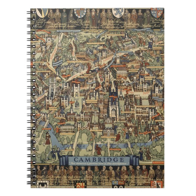 Pictorial Map of Cambridge, England Notebook (Front)