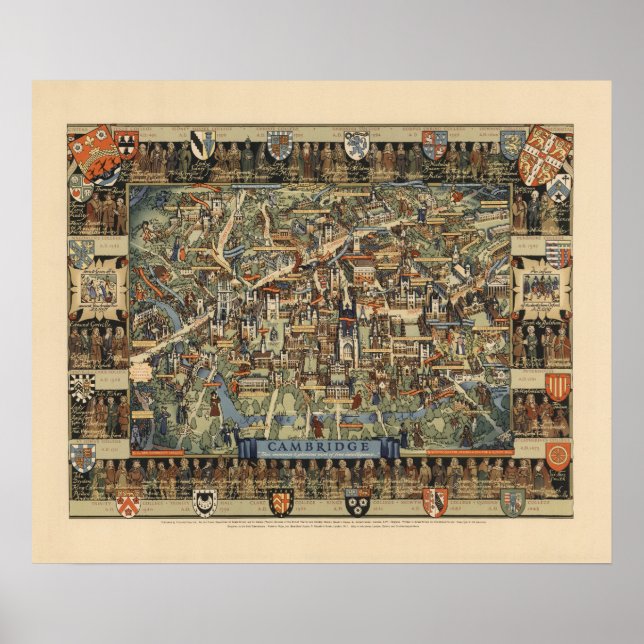 Pictorial Map of Cambridge, England Poster (Front)