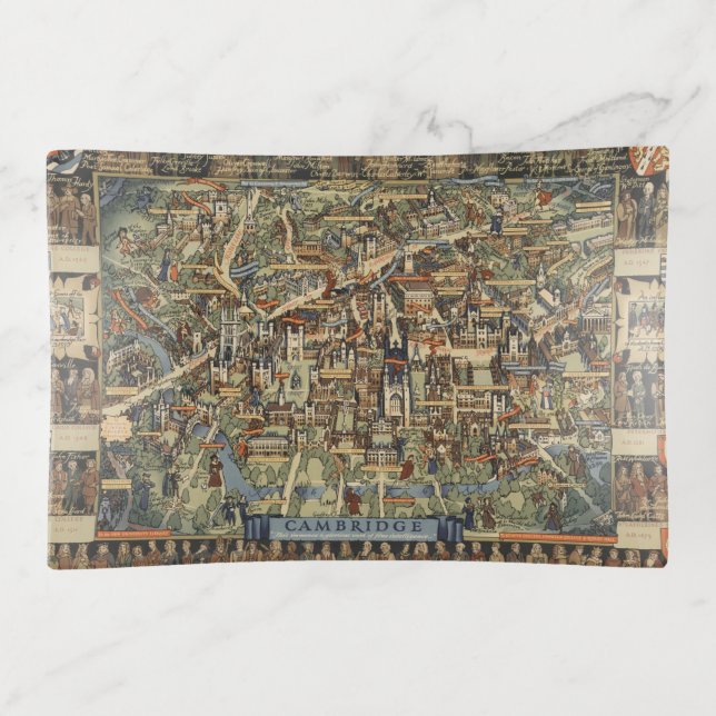 Pictorial Map of Cambridge, England Trinket Tray (Front)