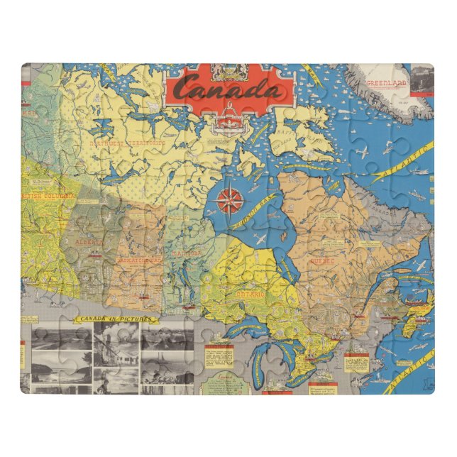 Pictorial Map of Canada - Landmarks Jigsaw Puzzle (Puzzle Horizontal)