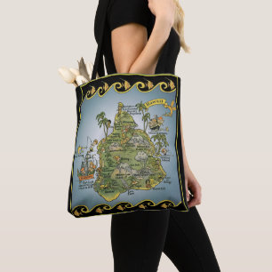 Pictorial Map of Hawaii Tote Bag