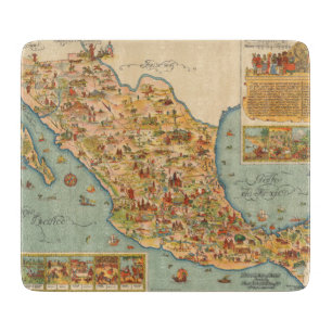 Pictorial Map of Mexico Cutting Board