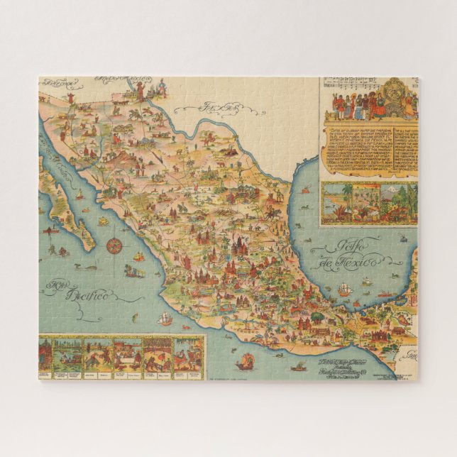 Pictorial Map of Mexico Jigsaw Puzzle (Horizontal)