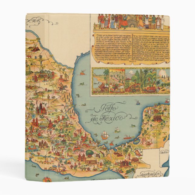 Pictorial Map of Mexico Mini Binder (Front/Spine)