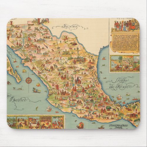 Pictorial Map of Mexico Mouse Pad