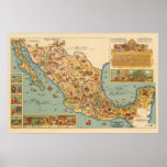 Pictorial Map of Mexico Poster