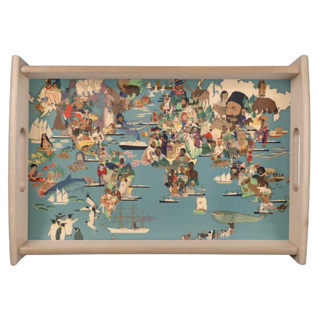 Pictorial Map of the World Serving Tray (Front)