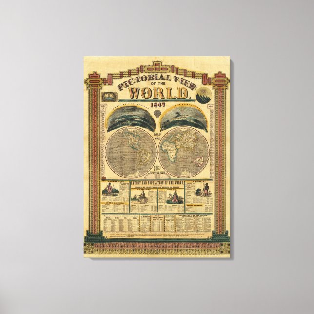 Pictorial View of the World Canvas Print (Front)