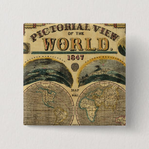 Pictorial View of the World Pinback Button