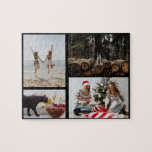 Picture 4 Photo Collage Personalized Family Jigsaw Puzzle<br><div class="desc">Update this design with 4 of your own photos to create a personalized and unique picture collage. Black border frames each photograph to create a modern and elegant look.</div>