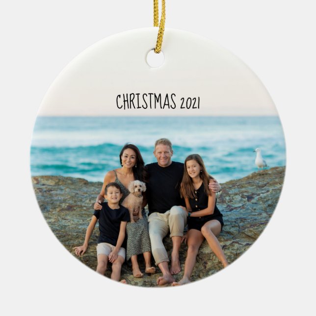 Picture Custom Text Personalized  Ceramic Ornament (Front)