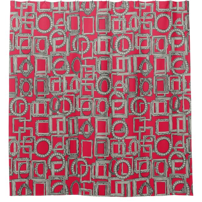 picture frames aplenty bone red shower curtain (Front)