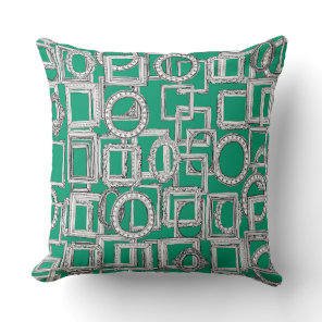 picture frames aplenty green throw pillow