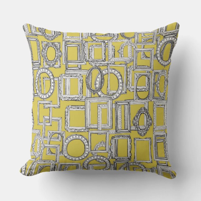 picture frames aplenty yellow throw pillow (Front)