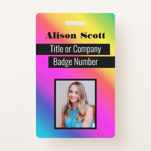 Picture ID Bright Neon Modern Rainbow Business Bad Badge