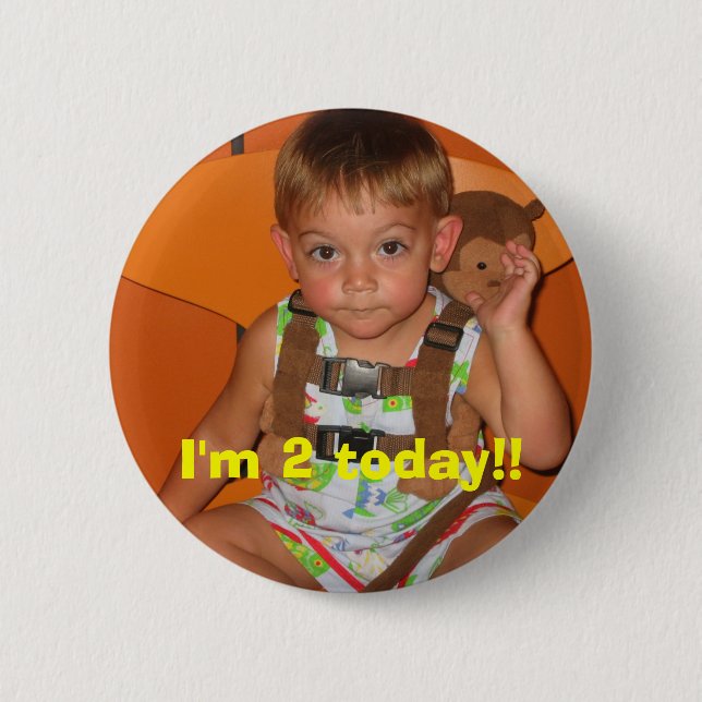 Picture, I'm 2 today!! Pinback Button (Front)