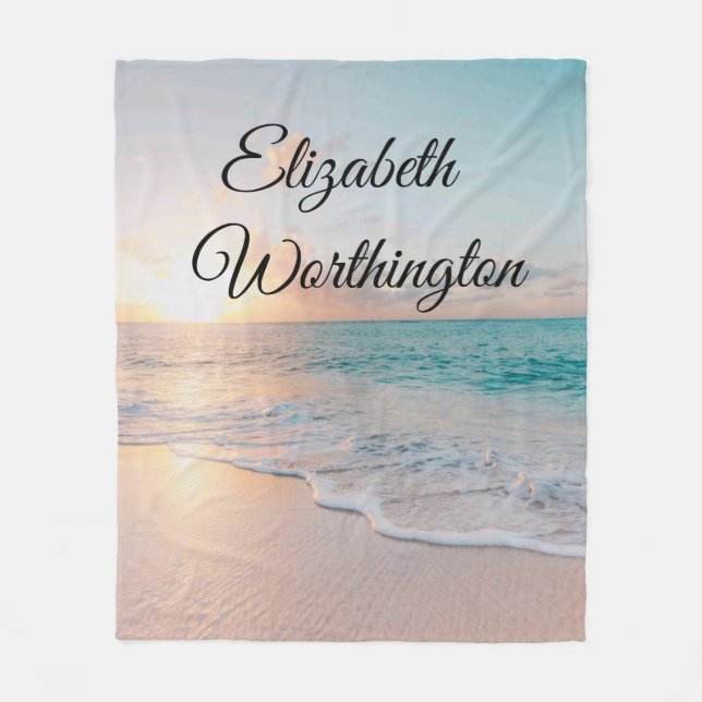 Picture of a Beach at Sunrise Fleece Blanket (Front)