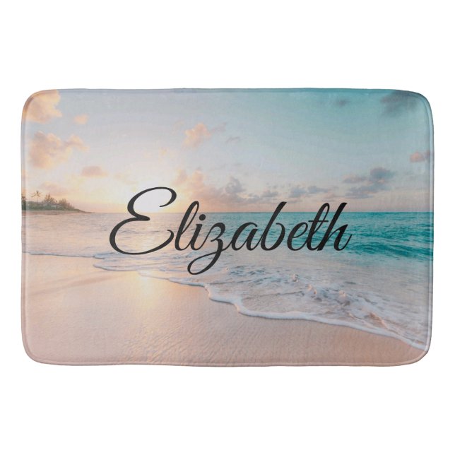 Picture of a Beach at Sunrise Placemat Bath Mat (Front)