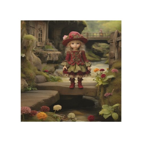 picture of a beautiful cute doll  wood wall art
