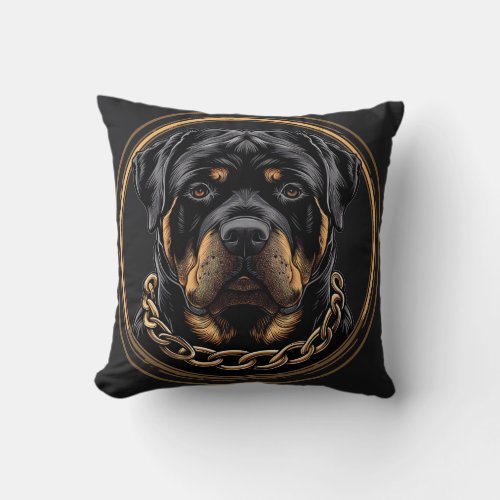  picture of a Rottweiler with a collar Throw Pillow