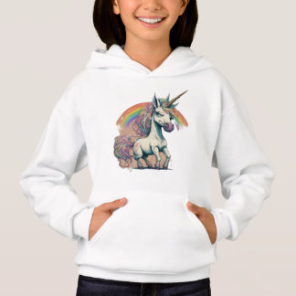 picture of a unicorn jumping over a rainbow hoodie