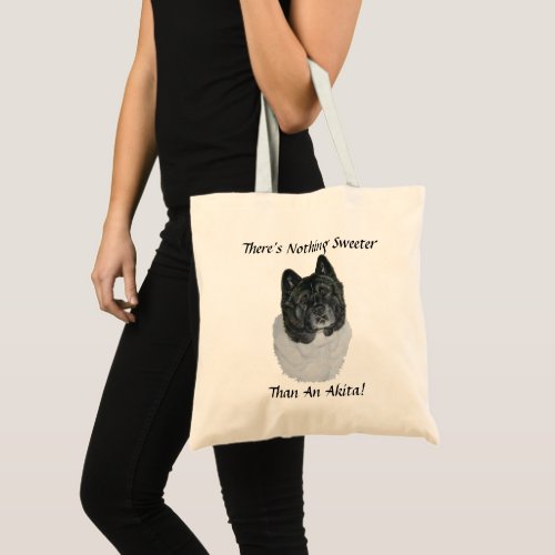 picture of american type black and white akita dog tote bag