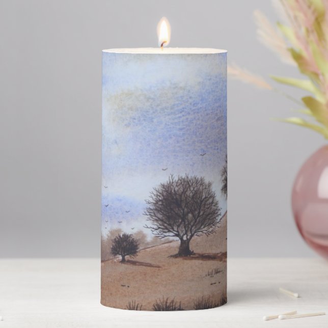 picture of autumn landscape pillar candle (In Situ)