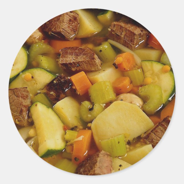 Picture of Beef stew Classic Round Sticker (Front)