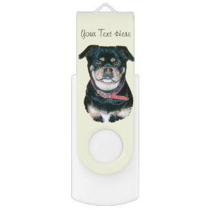 picture of black and tan cute pug dog USB flash drive