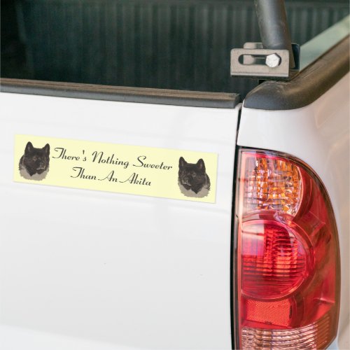 picture of black headed akita dog slogan bumper sticker