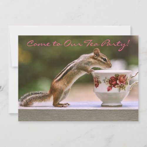 Picture of Chipmunk with China Teacup Invitation