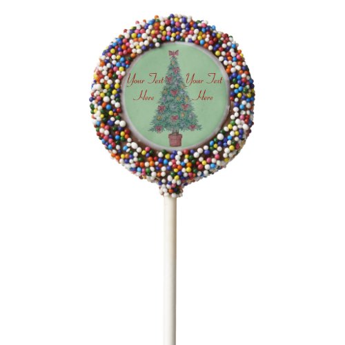 picture of contempory decorated christmas tree chocolate covered oreo pop