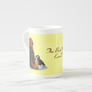 picture of cute beagle puppy cuddling mom dog bone china mug