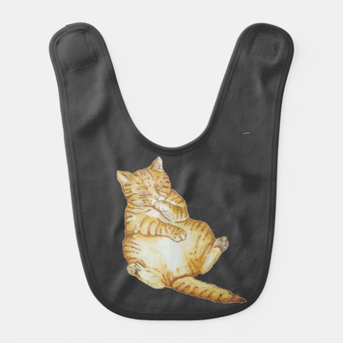 picture of cute cat sleeping ginger kitten  baby bib