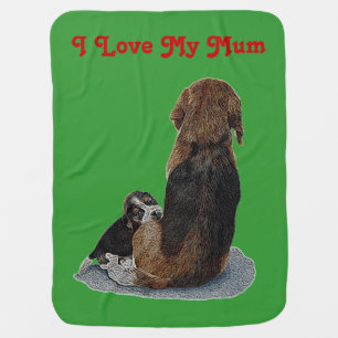 picture of cute puppy beagle cuddling mum dog baby blanket