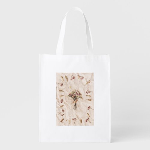 Picture of dried herbs bouquet and frame grocery bag