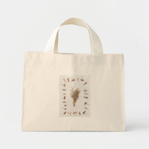 Picture of dried herbs bouquet and frame mini tote bag