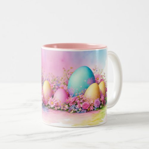 picture of Easter eggs created in watercolor style Two_Tone Coffee Mug