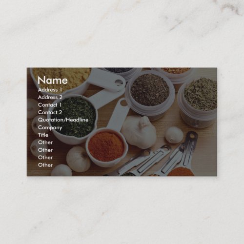Picture of Fresh spices with garlic cloves Business Card Template