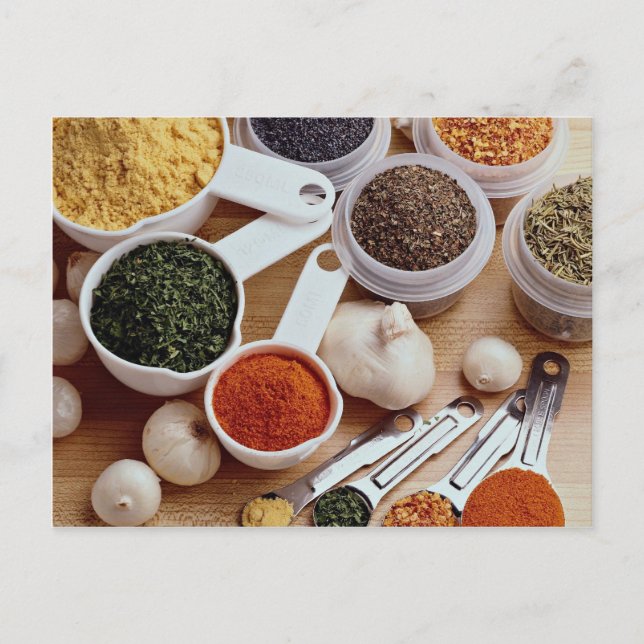 Picture of Fresh spices with garlic cloves Postcard (Front)