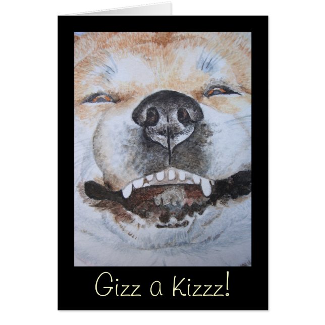 picture of funny cute akita smiling dog (Front)