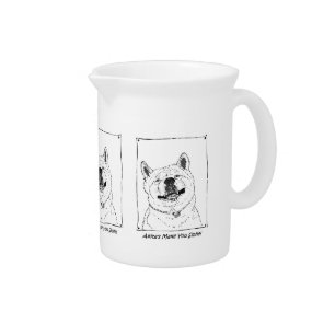 picture of funny cute akita smiling dog beverage pitcher