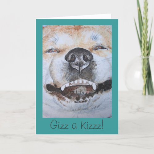picture of funny cute akita smiling dog card