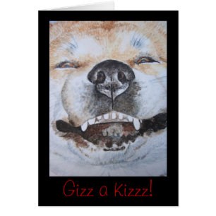picture of funny cute akita smiling dog cards