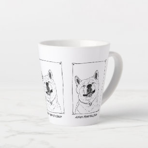 picture of funny cute akita smiling dog latte mug