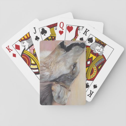 picture of gray wolf howling wildlife picture poker cards