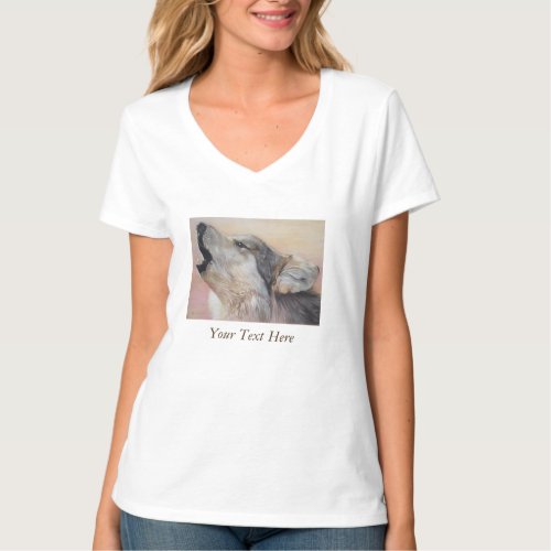 picture of gray wolf howling wildlife T_Shirt