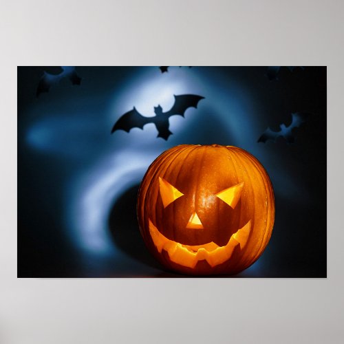 Picture Of Halloween Holiday Background Carved Poster